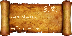 Birg Kisanna névjegykártya